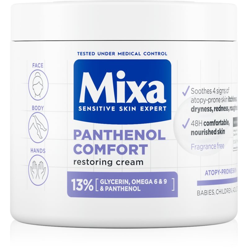 MIXA Panthenol Comfort regenerační tělový krém pro suchou až atopickou pokožku 400 ml - parfo.cz