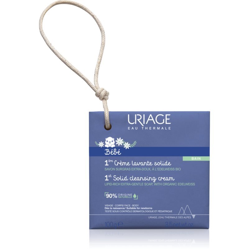 Uriage Bébé 1st Solid Cleansing Cream krémové mýdlo pro jemnou a hladkou pokožku pro děti od narození 100 g - parfo.cz