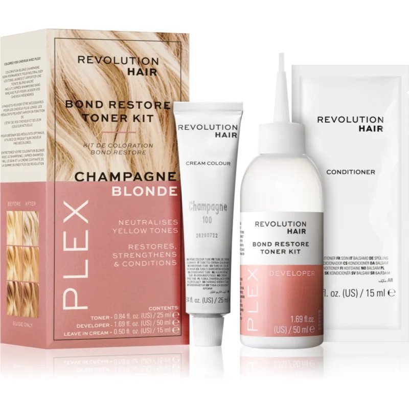 Revolution Haircare Plex Bond Restore Kit sada pro zvýraznění barvy vlasů odstín Sparkling Wine Blonde - parfo.cz