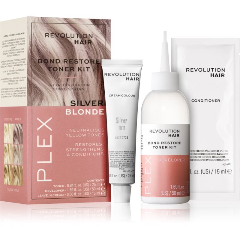 Revolution Haircare Plex Bond Restore Kit sada pro zvýraznění barvy vlasů odstín Silver Blonde - parfo.cz