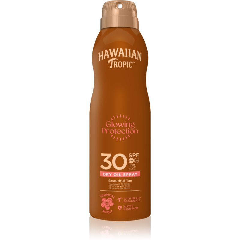 Hawaiian Tropic Glowing Protection Dry Oil Spray suchý olej na opalování ve spreji SPF 30 180 ml - parfo.cz