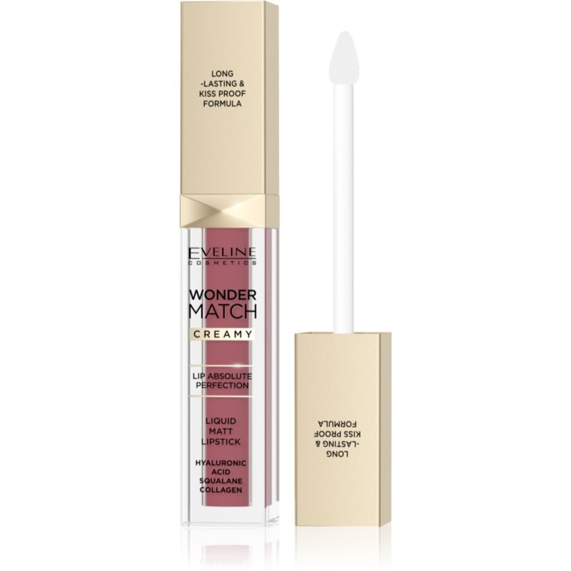 Eveline Cosmetics Wonder Match dlouhotrvající matná tekutá rtěnka s kyselinou hyaluronovou odstín 08 Cashmere Rose 6.8 ml - parfo.cz