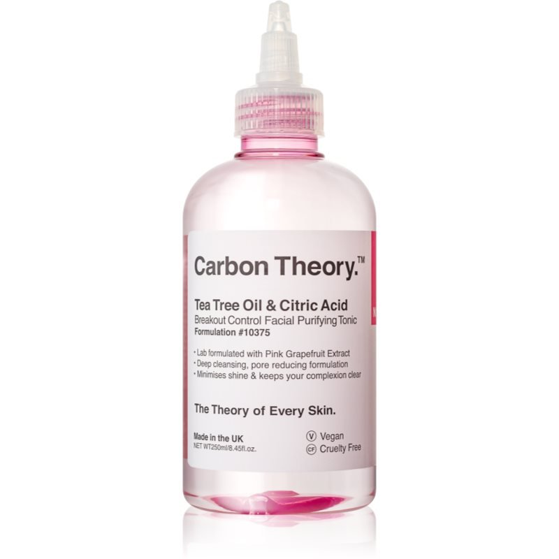 Carbon Theory Tea Tree Oil & Citric Acid hloubkově čisticí tonikum pro problematickou pleť