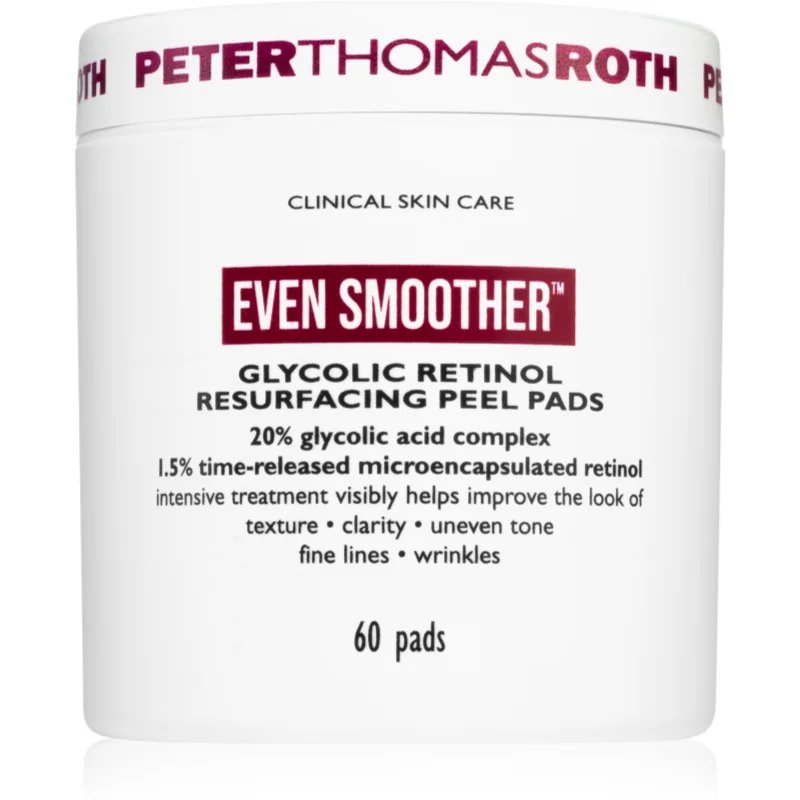 Peter Thomas Roth Even Smoother Glycolic Retinol Resurfacing Peel Pads peelingové pleťové tamponky na noc 1 cps - parfo.cz