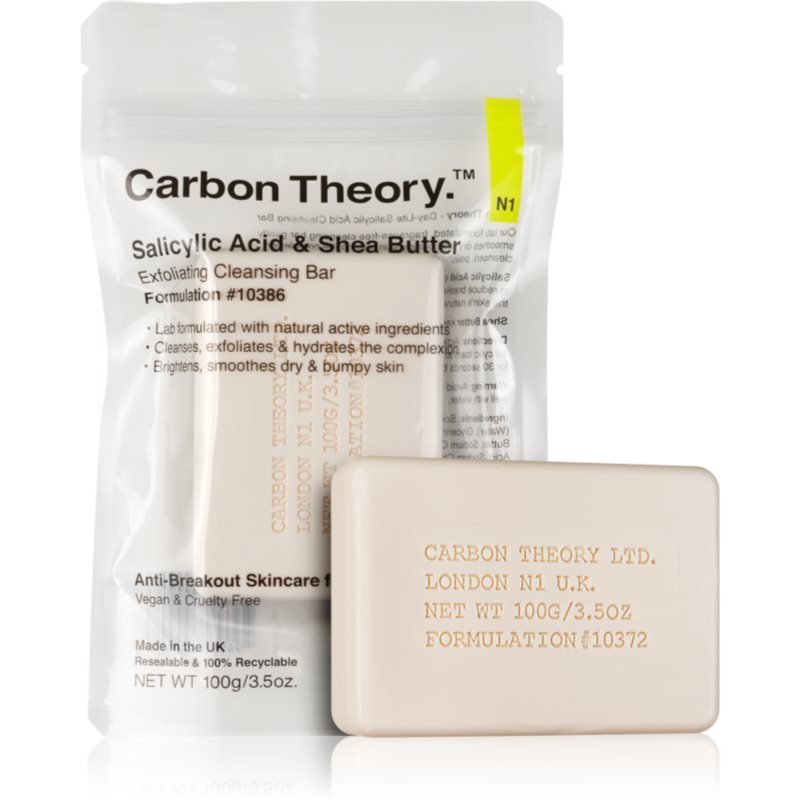 Carbon Theory Salicylic Acid & Shea Butter jemné čisticí mýdlo s peelingovým efektem 100 g - parfo.cz