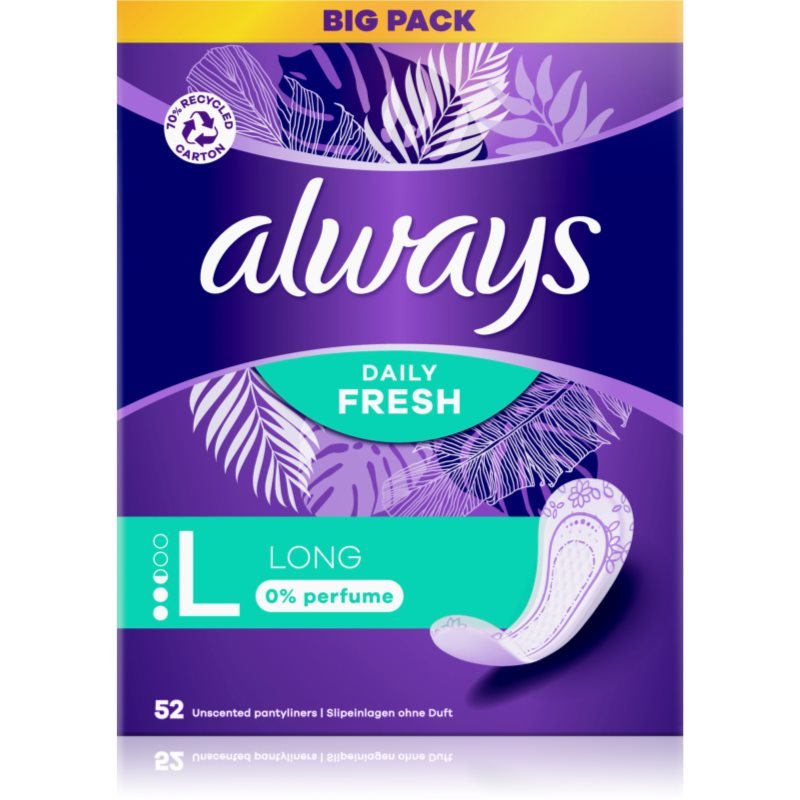 Always Daily Fresh Long slipové vložky bez parfemace 52 ks - parfo.cz