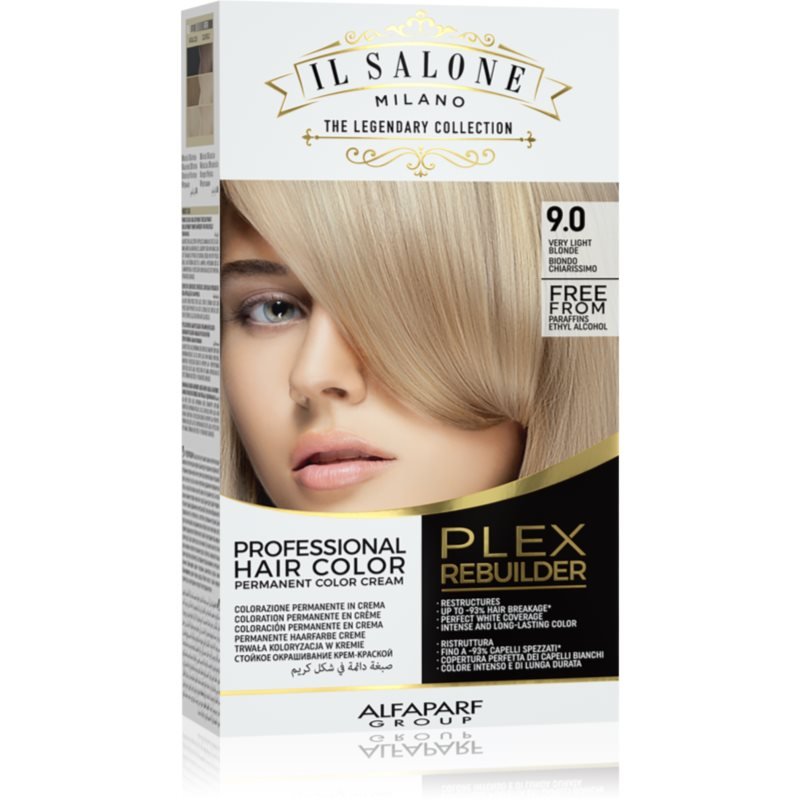 Alfaparf Milano Il Salone Milano Plex Rebuilder permanentní barva na vlasy odstín 9.0 - Very Light Blonde 1 ks - parfo.cz