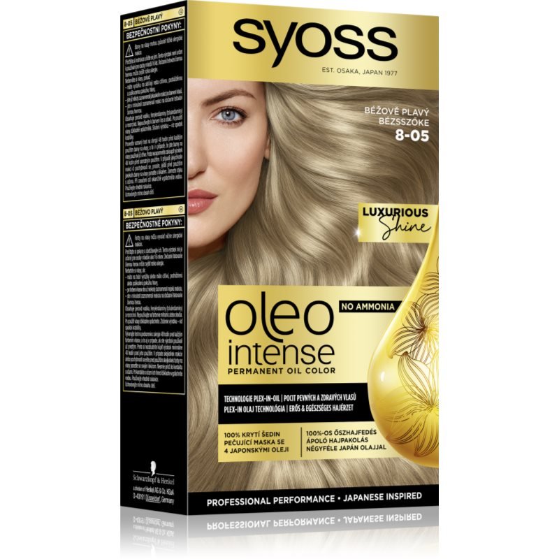 Syoss Oleo Intense permanentní barva na vlasy s olejem odstín 8-05 Béžově plavý 1 ks - parfo.cz