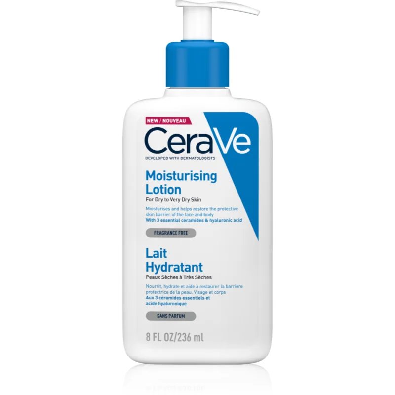 CeraVe Moisturizers Lotion hydratační mléko na tělo a obličej pro suchou až velmi suchou pokožku 236 ml - parfo.cz