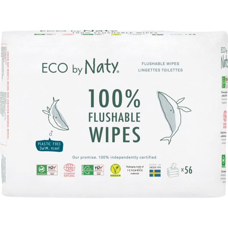 ECO by Naty Flushable Wipes vlhčené ubrousky pro děti 3x56 ks - parfo.cz