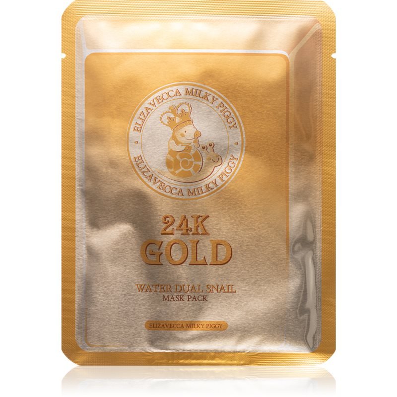 Elizavecca Milky Piggy 24K Gold Water Dual Snail Mask hydratační plátýnková maska s 24karátovým zlatem 25 ml - parfo.cz