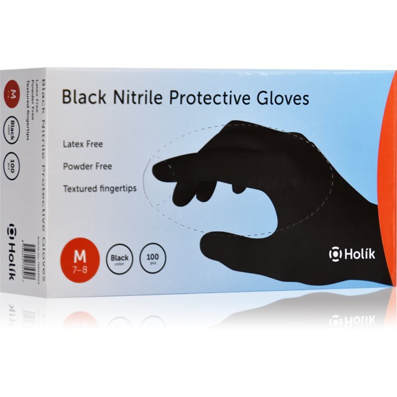 Holík Nitril Black nitrilové nepudrované ochranné rukavice velikost M 2x50 ks - parfo.cz