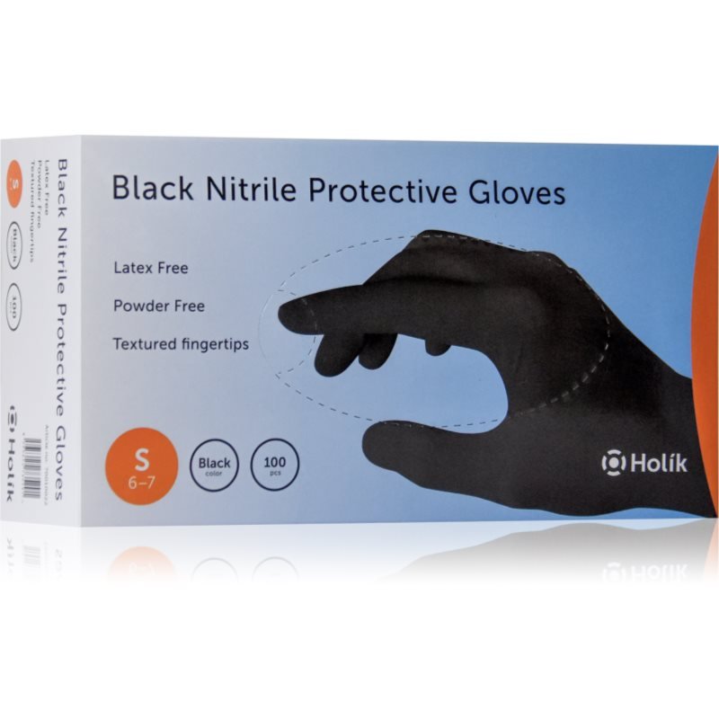 Holík Nitril Black nitrilové nepudrované ochranné rukavice velikost S 2x50 ks - parfo.cz