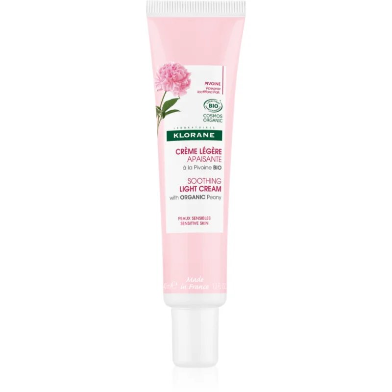 Klorane Pivoňka Soothing Light Cream lehký zklidňující krém pro citlivou pokožku 40 ml - parfo.cz