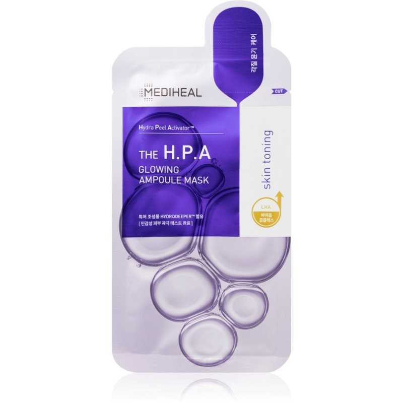 MEDIHEAL Ampoule Mask The H.P.A plátýnková maska pro rozjasnění a vyhlazení pleti 20 ml - parfo.cz