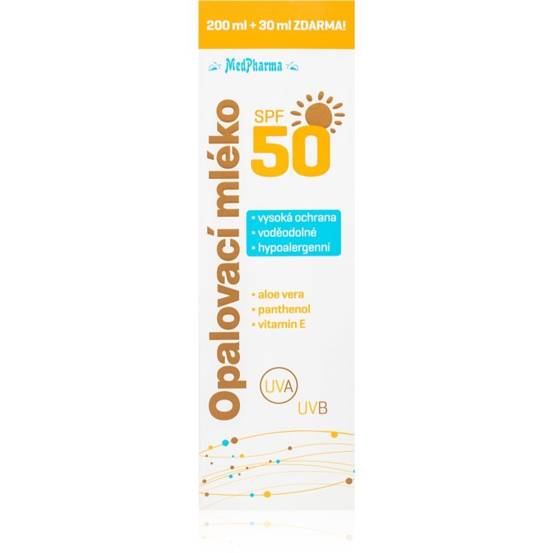 MedPharma Opalovací mléko SPF50 opalovací mléko s vysokou UV ochranou 230 ml - parfo.cz