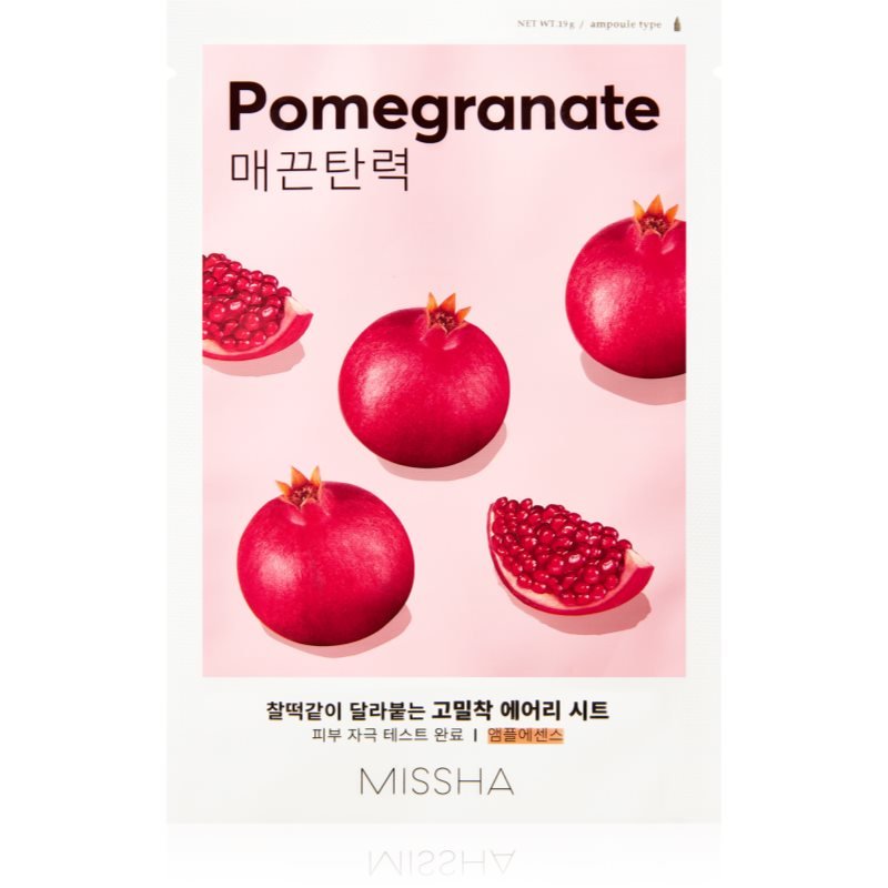 Missha Airy Fit Pomegranate plátýnková maska se zjemňujícím a osvěžujícím účinkem 19 g - parfo.cz