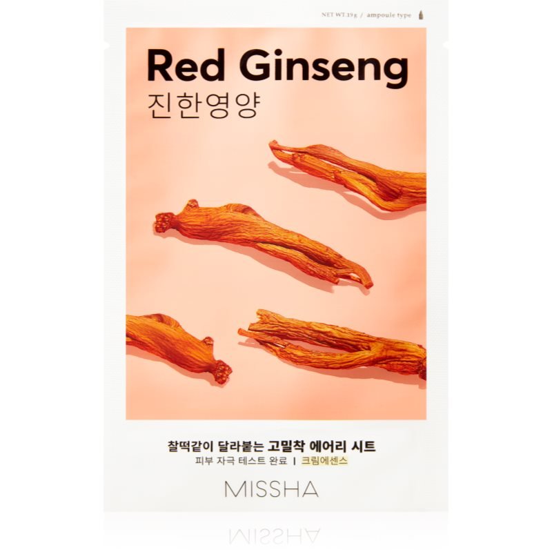 Missha Airy Fit Red Ginseng plátýnková maska s hydratačním a revitalizačním účinkem 19 g - parfo.cz