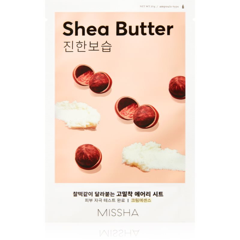Missha Airy Fit Shea Butter plátýnková maska s vysoce hydratačním a vyživujícím účinkem 19 g - parfo.cz