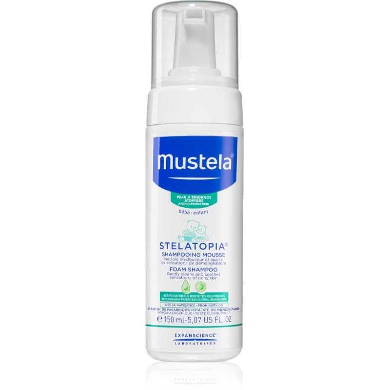 Mustela Bébé Stelatopia pěnový šampon pro děti od narození 150 ml - parfo.cz