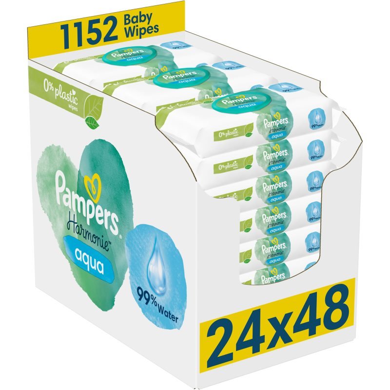 Pampers Harmonie Aqua vlhčené čisticí ubrousky pro děti 24x48 ks - parfo.cz