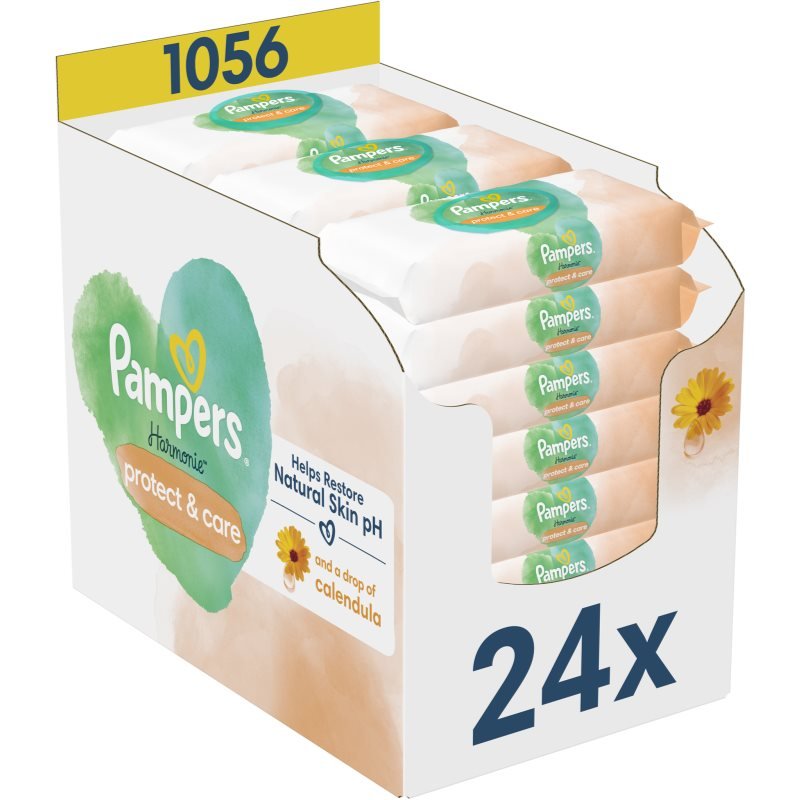 Pampers Harmonie Protect&Care vlhčené čisticí ubrousky pro děti s měsíčkem lékařským 1056 ks - parfo.cz