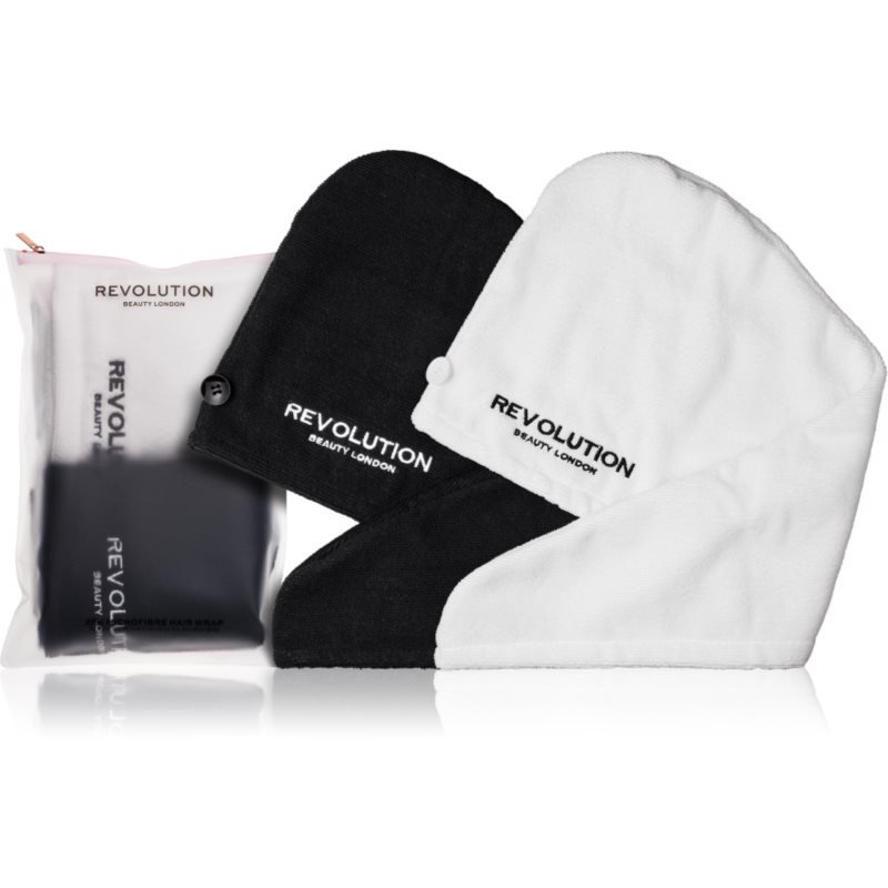 Revolution Haircare Microfibre Hair Wraps ručník na vlasy odstín Black/White 2 ks - parfo.cz