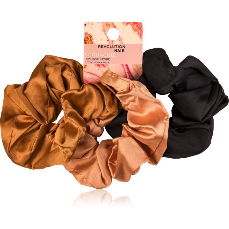 Revolution Haircare Satin Scrunchie gumičky do vlasů odstín Black/Blush/Nude 3 ks - parfo.cz