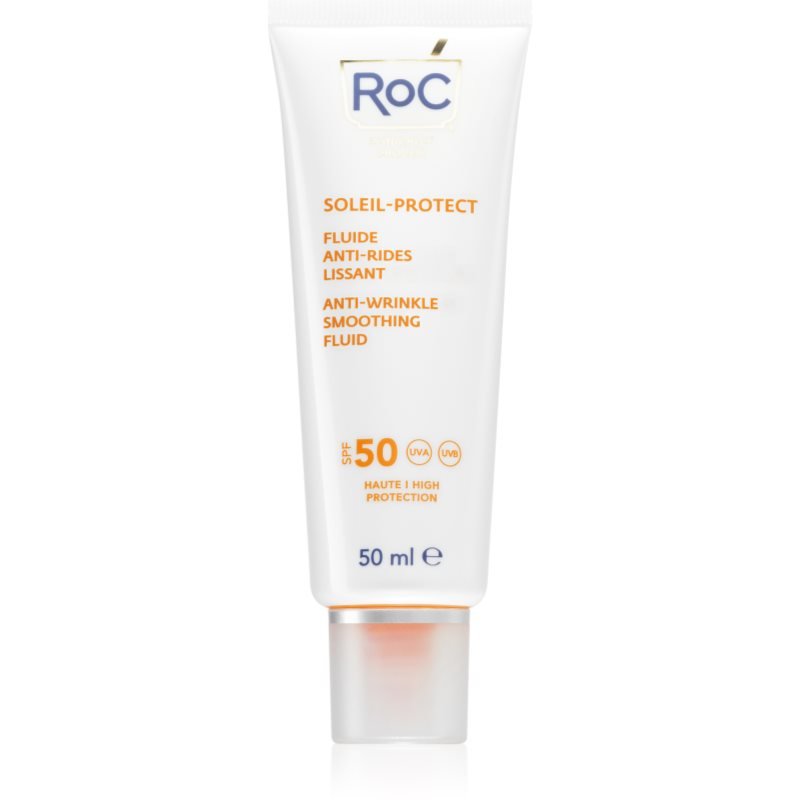 RoC Soleil Protect Anti Wrinkle Smoothing Fluid lehký ochranný fluid proti stárnutí pleti SPF 50 50 ml - parfo.cz