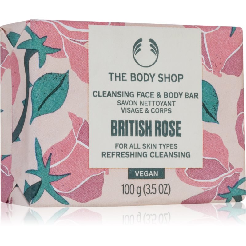 The Body Shop British Rose Cleansing Bar tuhé mýdlo na tělo a obličej 100 g - parfo.cz