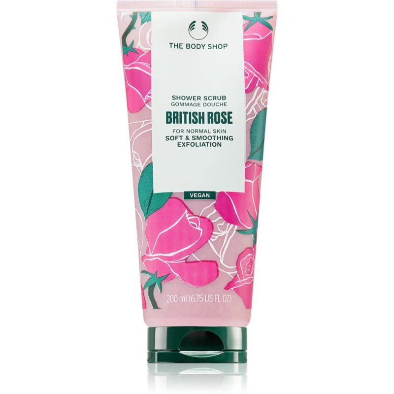 The Body Shop British Rose Shower Scrub jemný tělový peeling s vůní růží 200 ml - parfo.cz