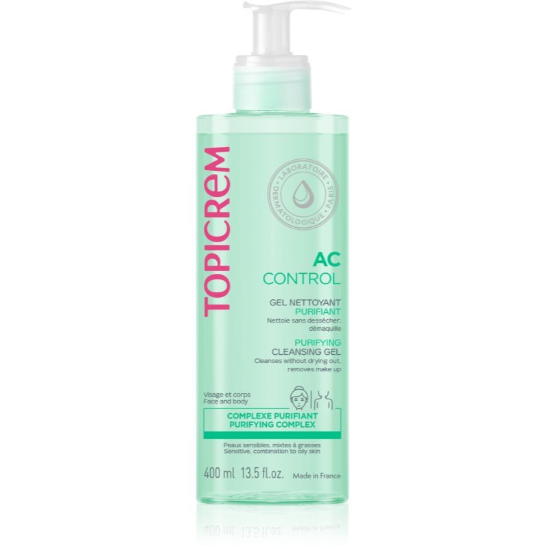 Topicrem AC Purifying Cleansing Gel hloubkově čisticí gel pro mastnou citlivou pleť 400 ml - parfo.cz