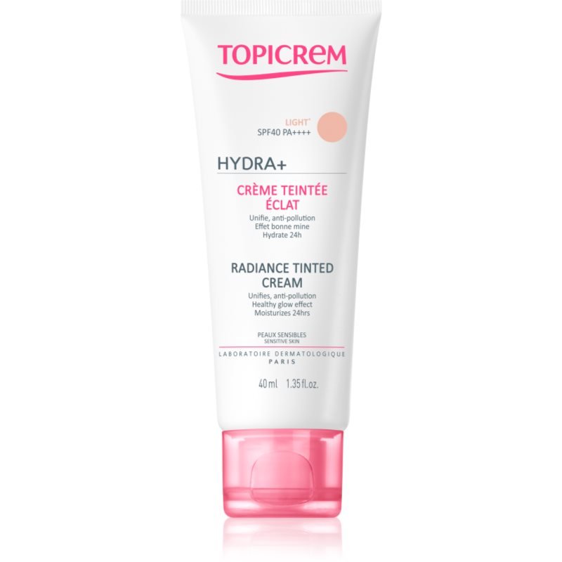 Topicrem UH FACE HYDRA+ Radiance Tinted Cream tónující hydratační krém SPF 40 odstín Light 40 ml - parfo.cz