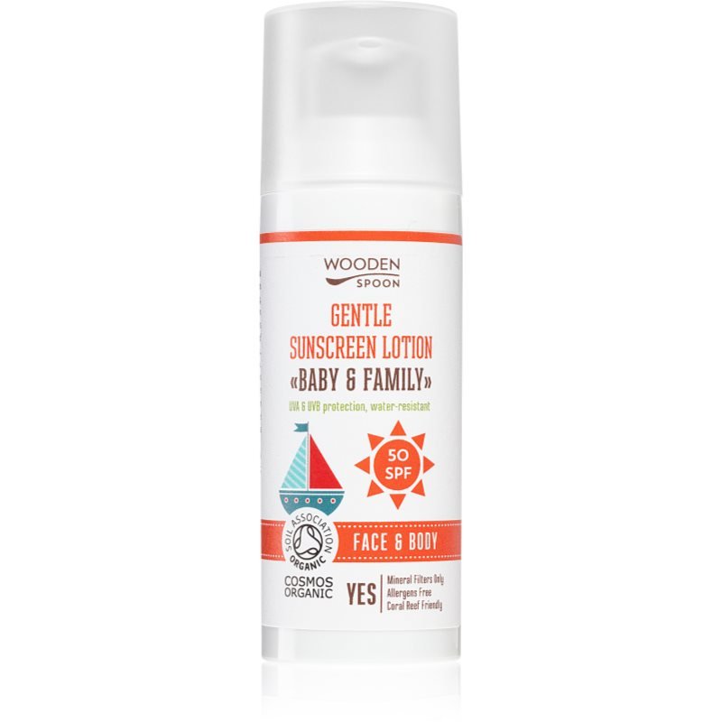 WoodenSpoon Baby & Family ochranné opalovací mléko pro celou rodinu SPF 50 50 ml - parfo.cz