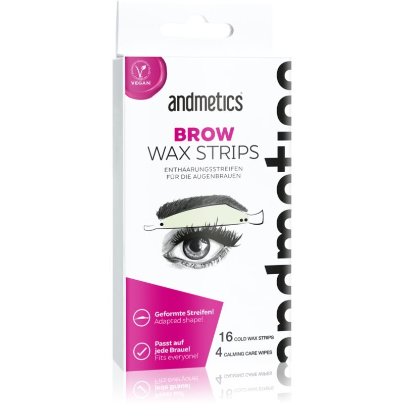 andmetics Wax Strips Brow voskové depilační pásky na obočí 16 ks - parfo.cz