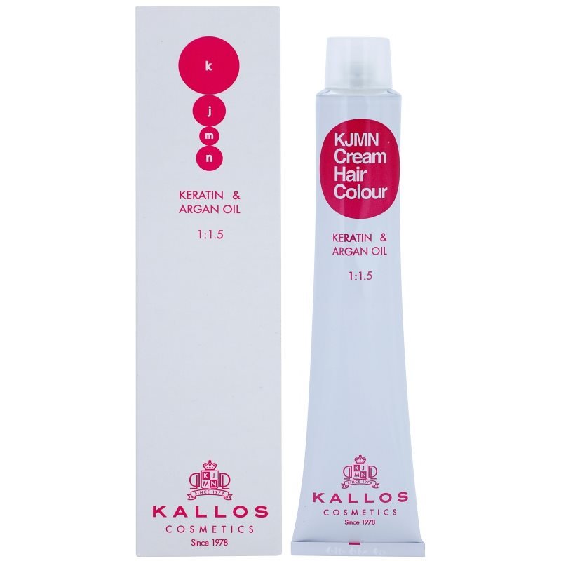 Kallos KJMN Professional Cream Hair Colour Keratin & Argan Oil barva na vlasy s keratinem a arganovým olejem odstín 6.4 Dark Copper Blond 100 ml - parfo.cz