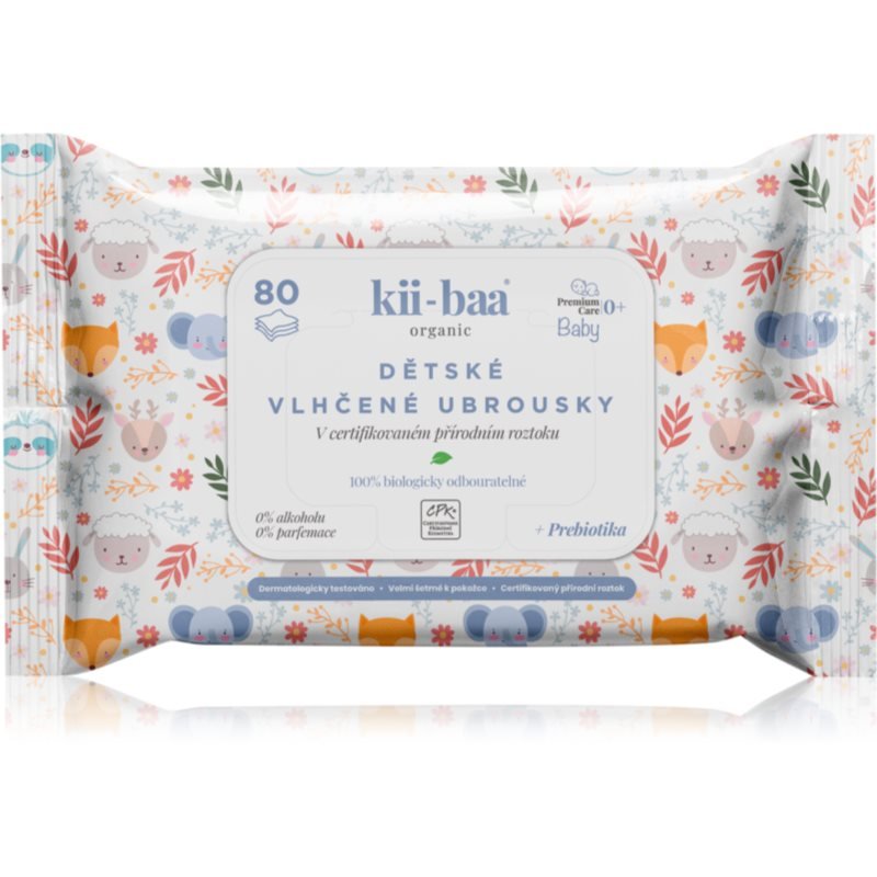 kii-baa® organic Baby Premium Care vlhčené ubrousky pro děti s prebiotiky 80 ks - parfo.cz