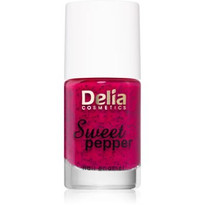 Delia Cosmetics Sweet Pepper Black Particles lak na nehty odstín 05 Raspberry 11 ml - parfo.cz