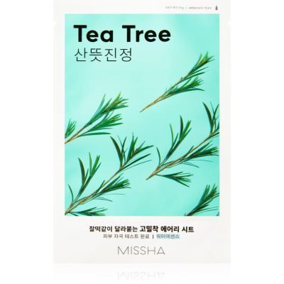 Missha Airy Fit Tea Tree plátýnková maska s čisticím a osvěžujícím účinkem pro citlivou pleť 19 g - parfo.cz