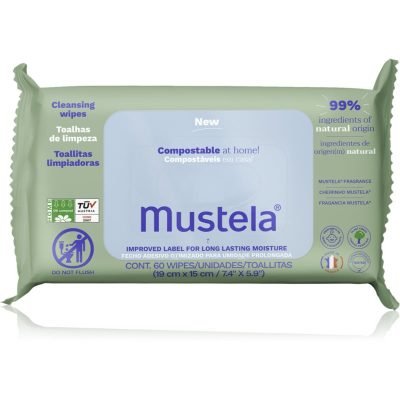 Mustela Compostable at Home Cleansing Wipes čisticí ubrousky s parfemací pro děti od narození 60 ks - parfo.cz
