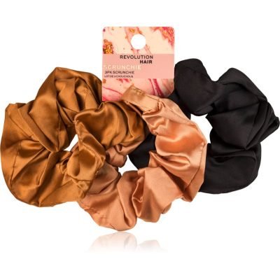 Revolution Haircare Satin Scrunchie gumičky do vlasů odstín Black/Blush/Nude 3 ks - parfo.cz