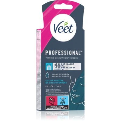 Veet Professional studené voskové pásky na obličej pro citlivou pokožku 20 ks - parfo.cz