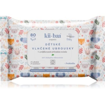 kii-baa® organic Baby Premium Care vlhčené ubrousky pro děti s prebiotiky 80 ks - parfo.cz